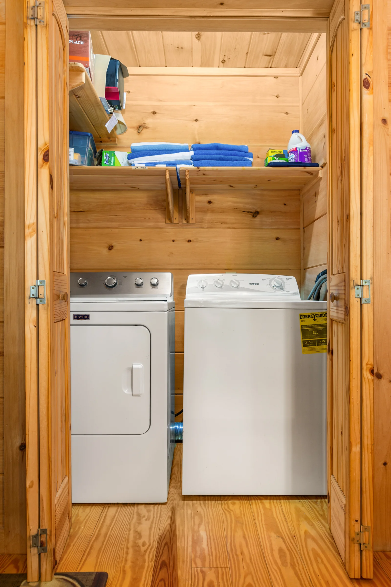 Whispering Trees Cabin guest washer and dryer